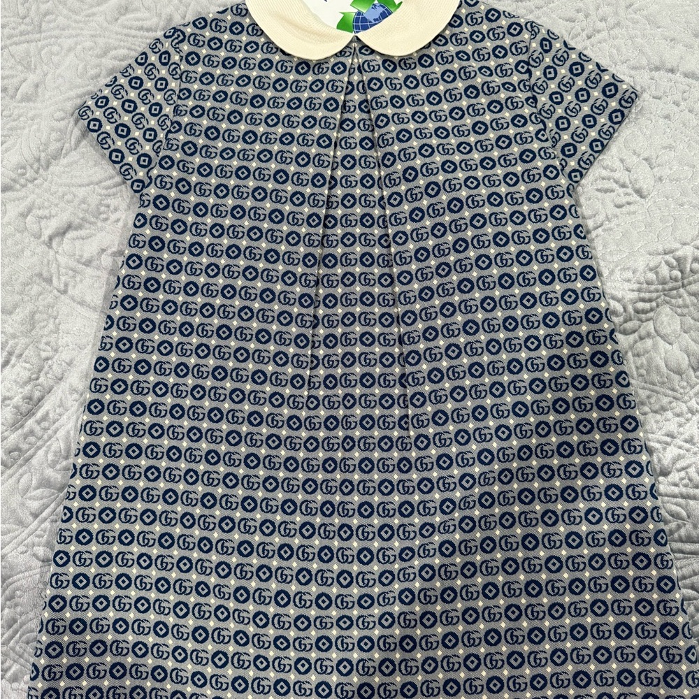 Gucci Navy and Cream Patterned Dress